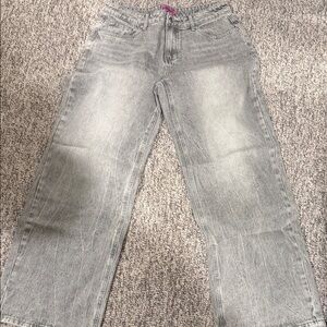 Edikted Light Gray Straight Leg Jeans